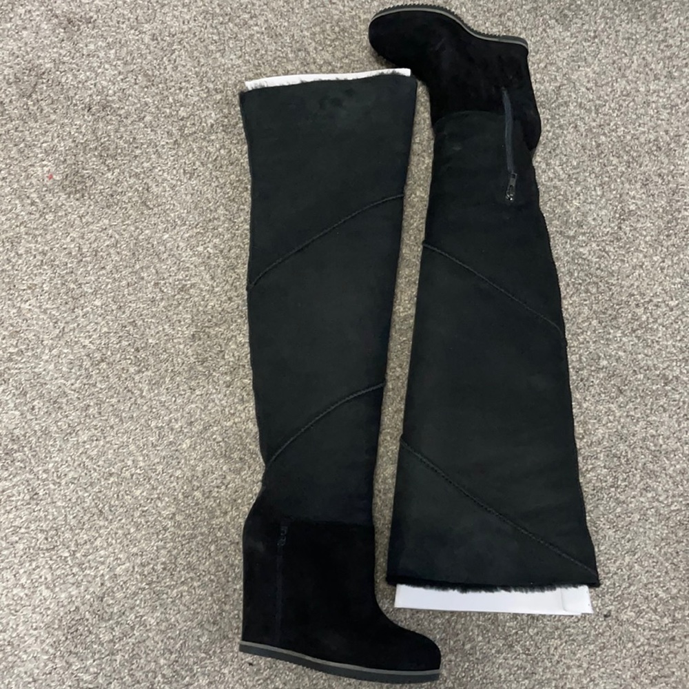Brand New Thigh high wedge black UGG boots